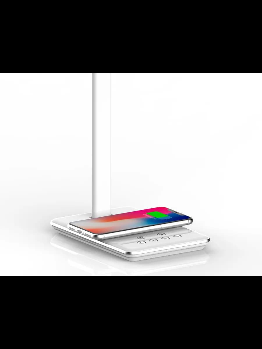 Светодиодная настольная лампа с беспроводной зарядкой и USB фото 4