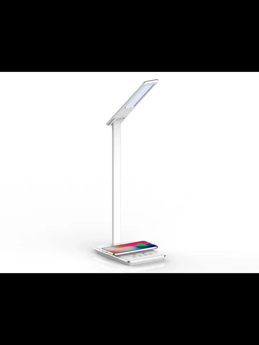 Светодиодная настольная лампа с беспроводной зарядкой и USB фото 5