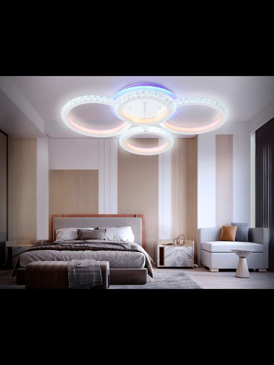 Потолочный светодиодный светильник с RGB подсветкой фото 2