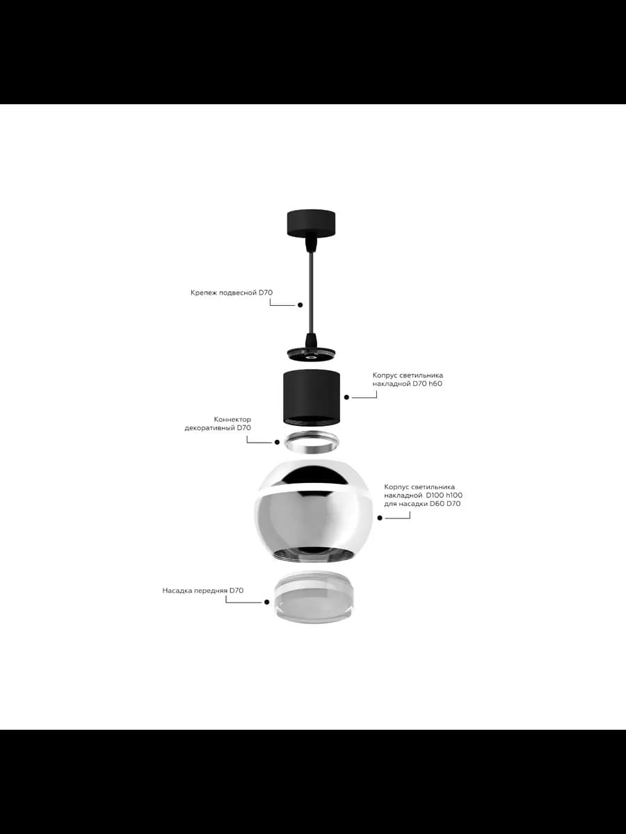 Корпус светильника накладной для насадок D60/70mm с LED фото 3