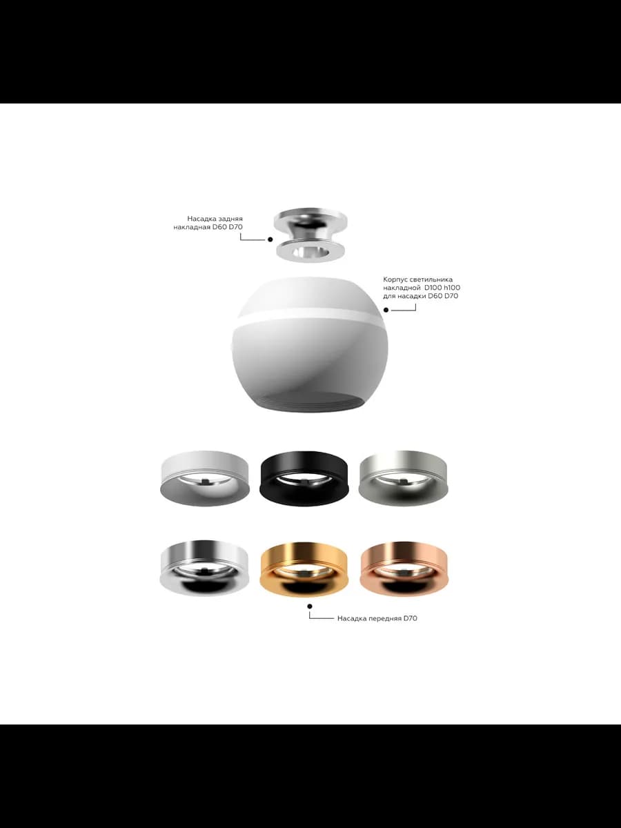 Корпус светильника накладной для насадок D60/70mm с LED фото 4