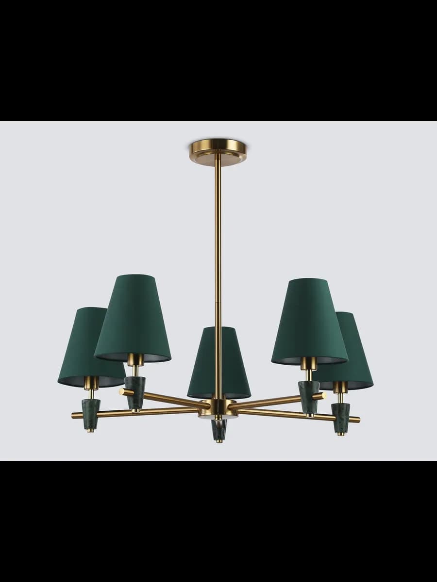 Люстра на штанге с абажурами и мрамором фото 4