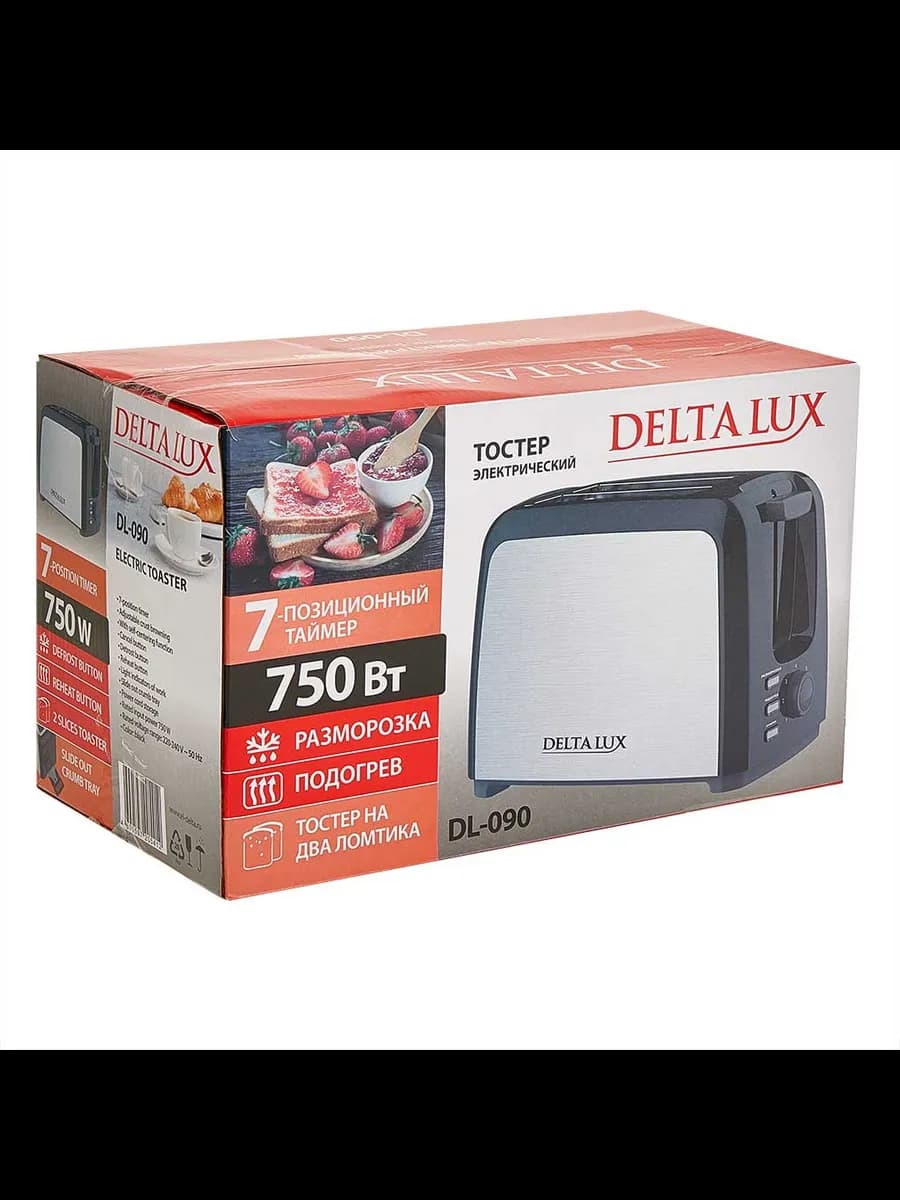 Тостеры Тостер DELTA LUX DL-090 нержавеющая сталь,черный... фото 4