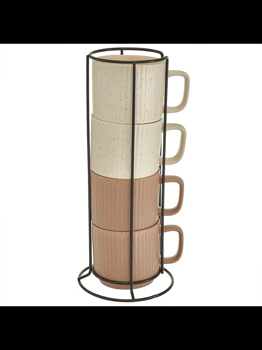 Кружки Набор кружек 4 пр.(320 мл) на подставке White coffee