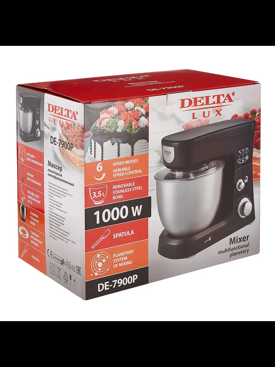 Миксеры Миксер планетарный DELTA LUX DE-7900Р черный : 10... фото 8