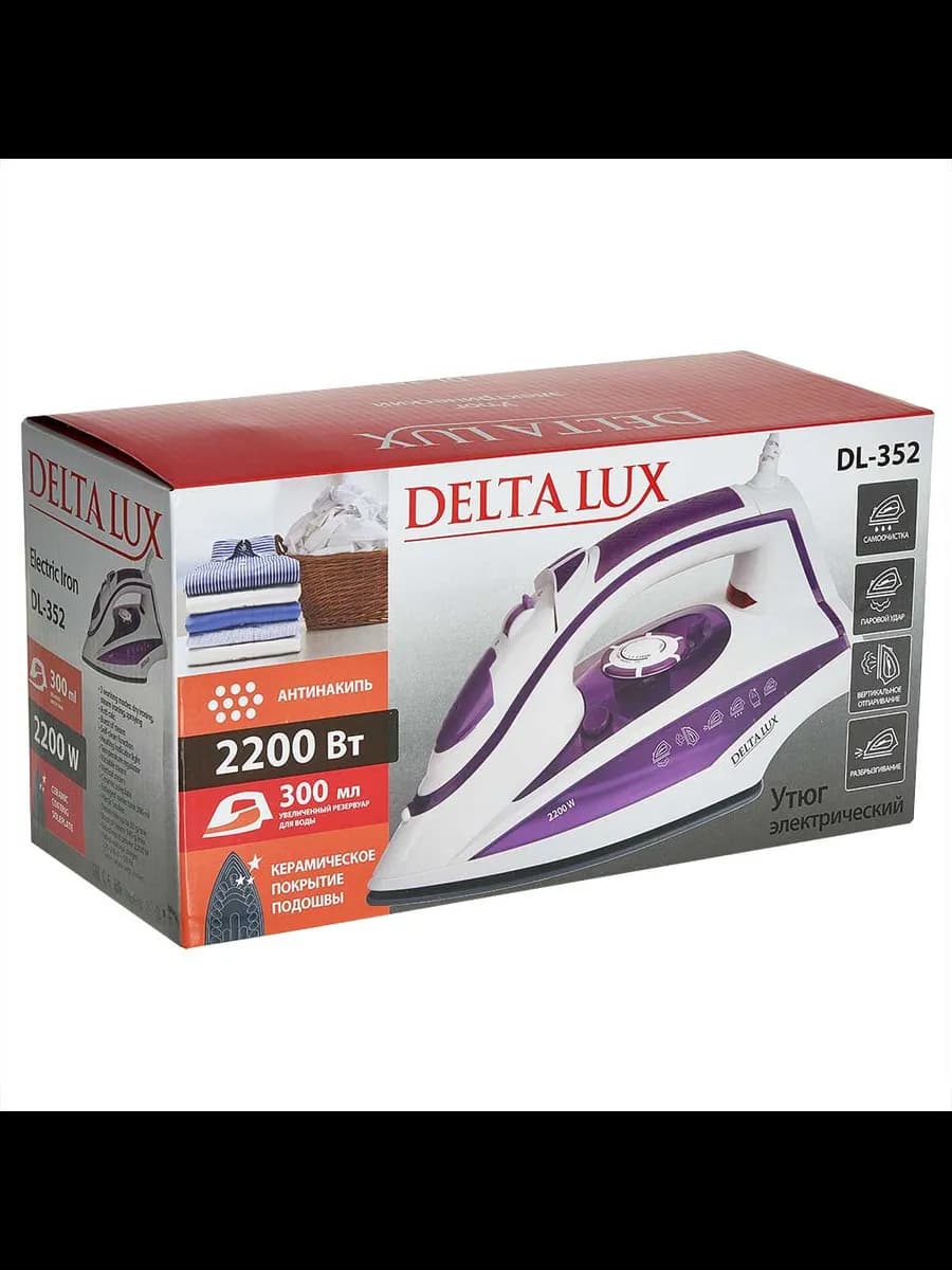 Утюги Утюг DELTA LUX DL-352 белый с фиолетовым: 2200 Вт,... фото 6