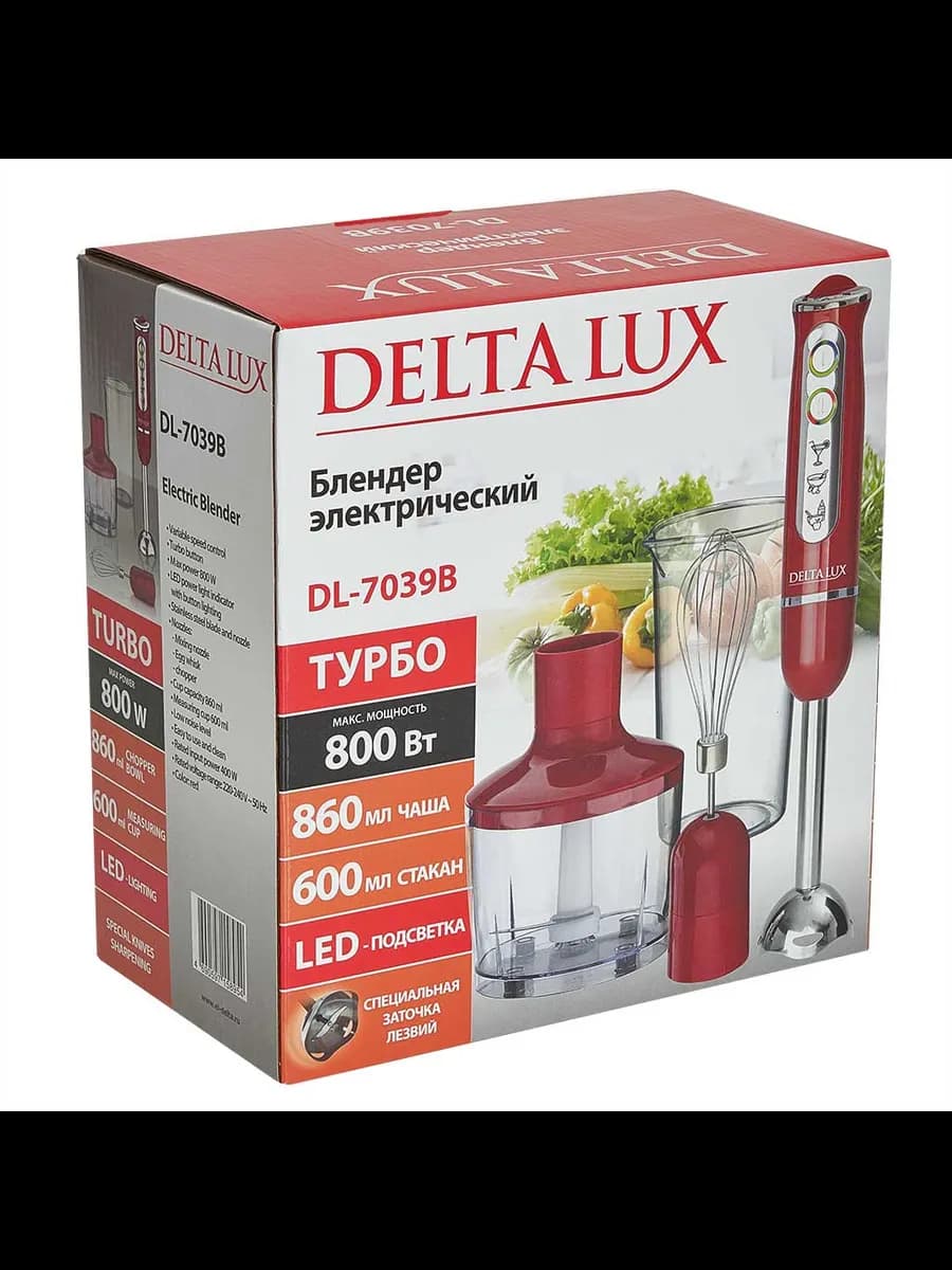 Блендеры Блендер DELTA LUX DL-7039B красный: 800 Вт, регу... фото 8