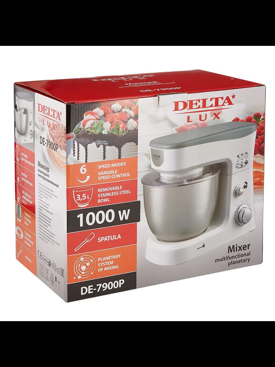 Миксеры Миксер планетарный DELTA LUX DE-7900Р белый/ белы... фото 8