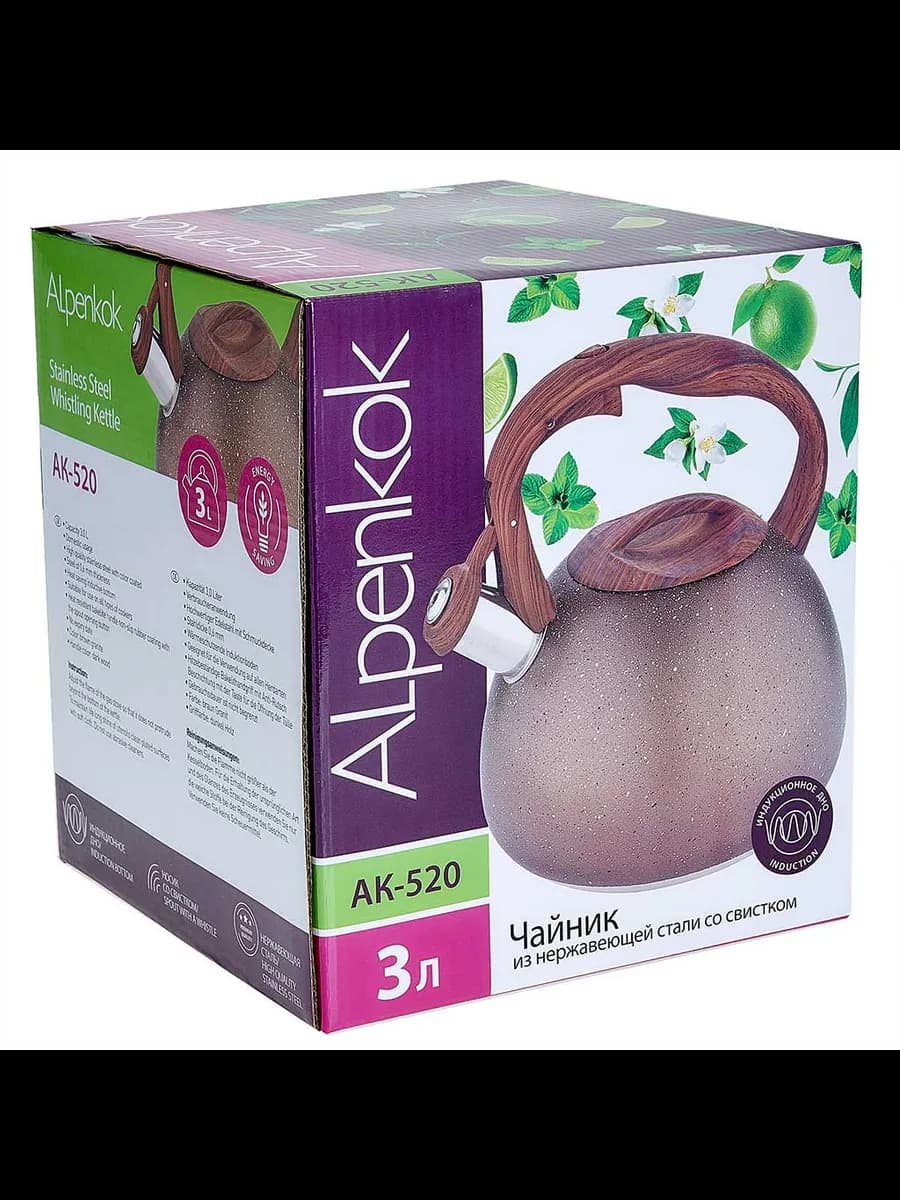 Чайники для плиты ALPENKOK AK-520 Чайник из нержавеющая с... фото 6
