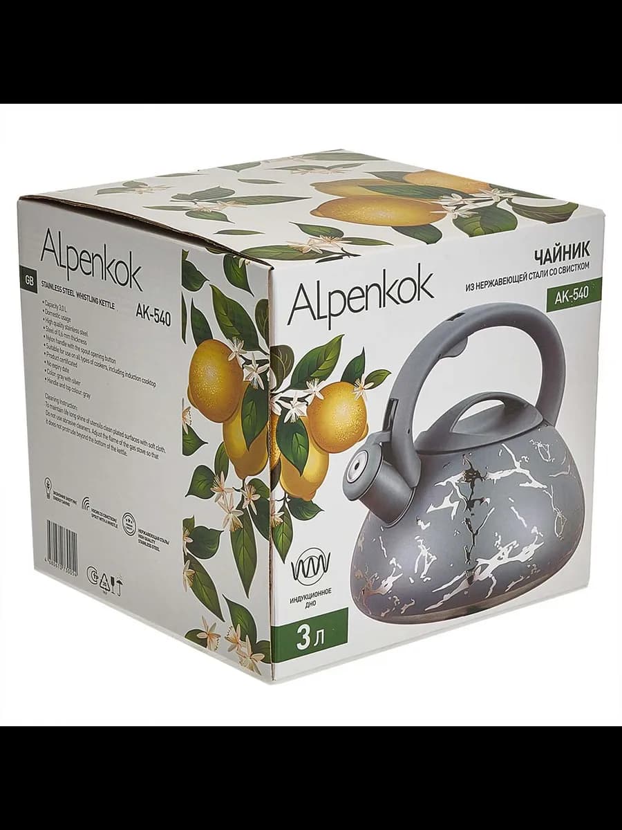 Чайники для плиты ALPENKOK AK-540 Чайник из нержавеющая с... фото 6