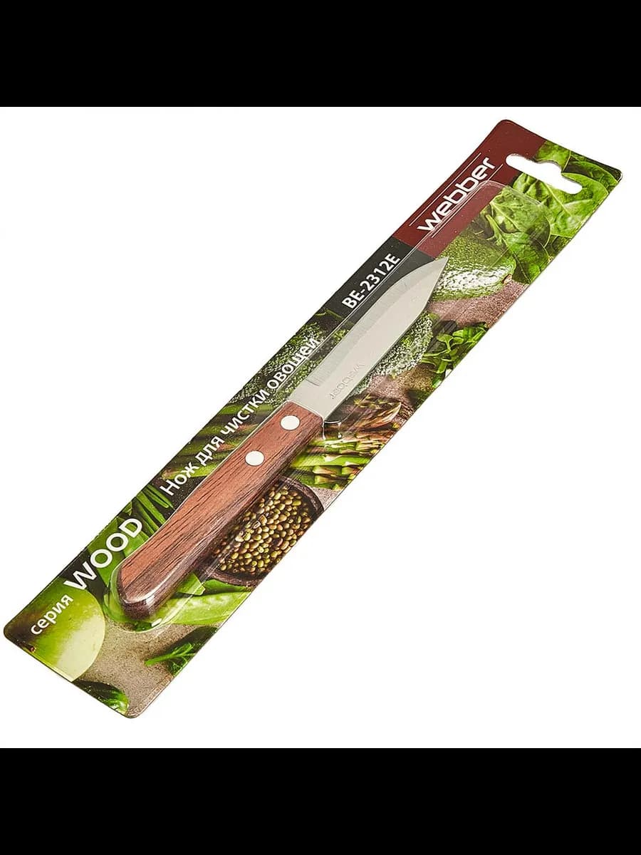 Ножи кухонные Нож для чистки овощей из нерж стали WOOD 3,... фото 2