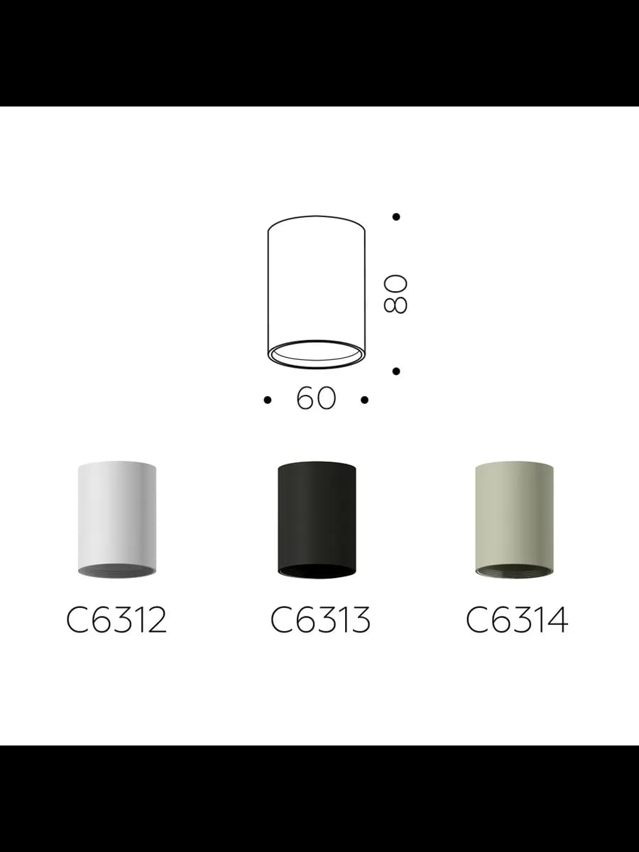 Корпус светильника накладной для насадок D60mm