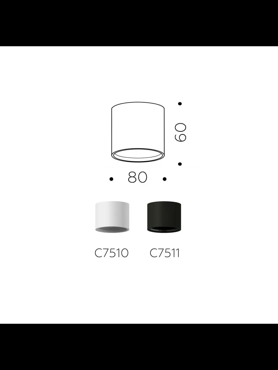 Корпус светильника накладной для насадок D70mm