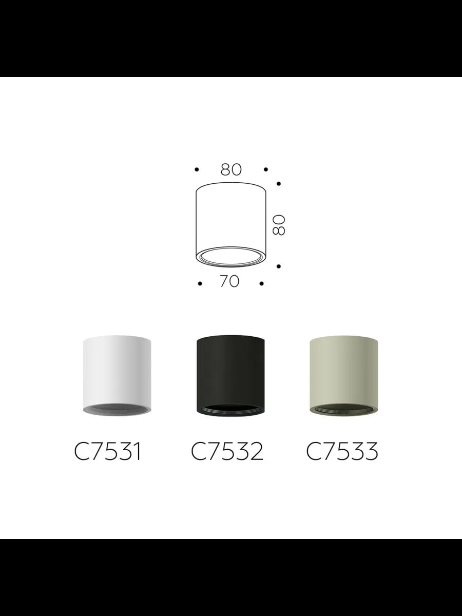 Корпус светильника накладной для насадок D70mm