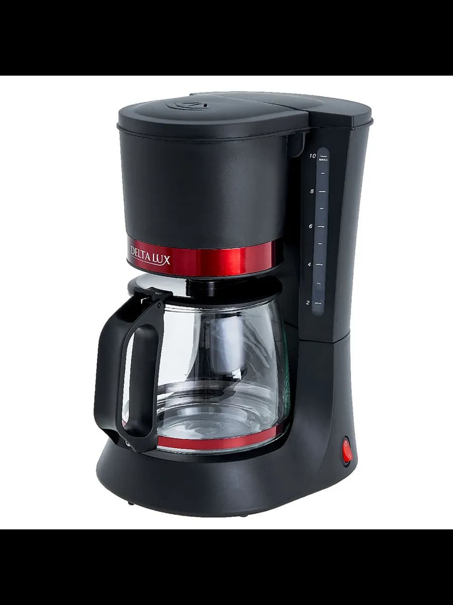 Кофеварки Кофеварка DELTA LUX DL-8152 черная с красным, 7...